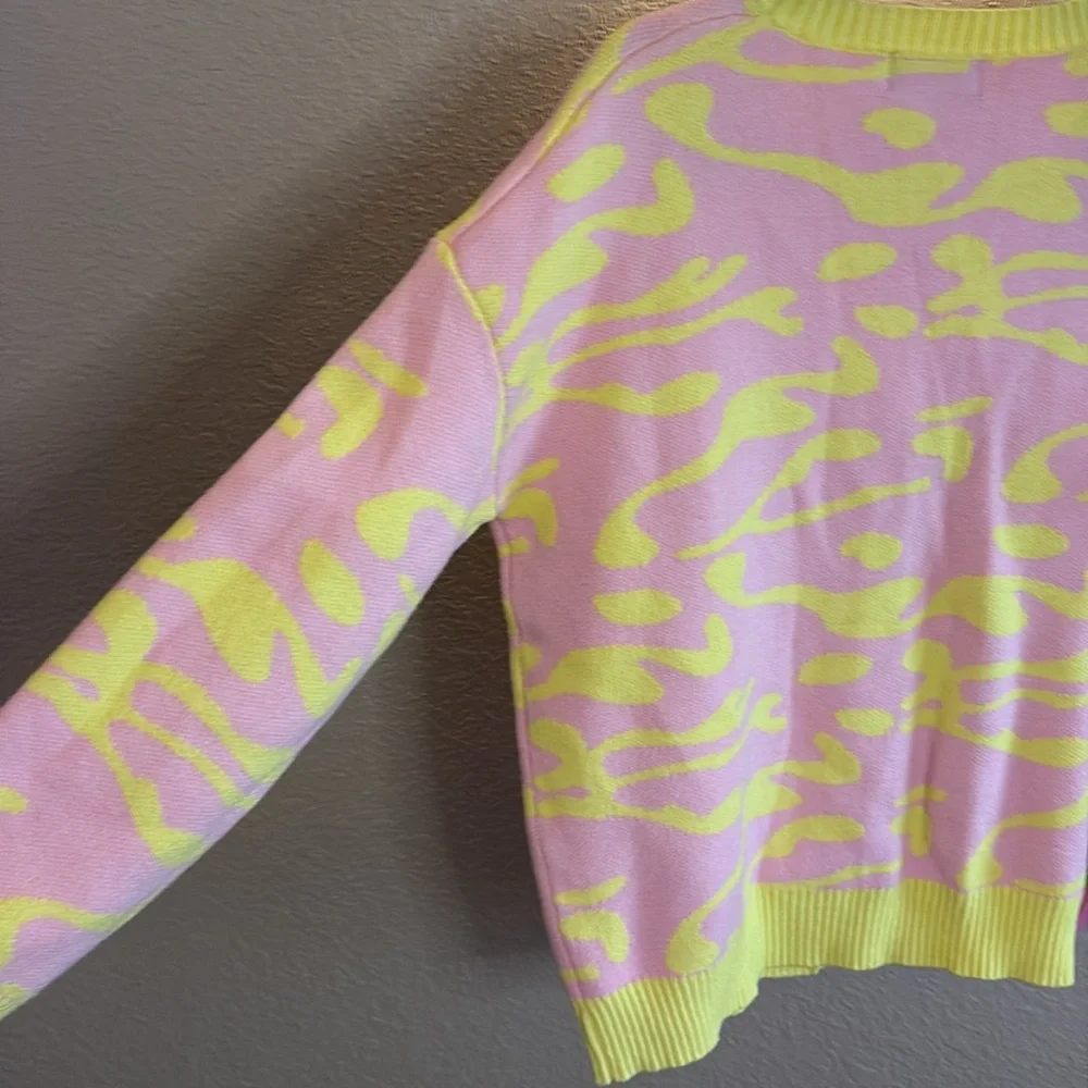 Cider Retro Lava Lamp Pastel Swirl Color Block Cardigan Sweater/ Size large - Picture 8 of 8